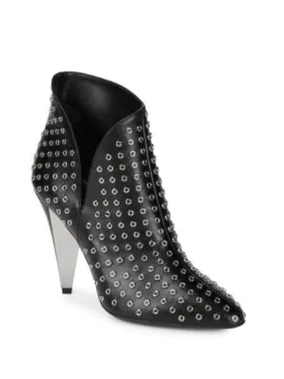 Michael Kors Collection Women's Angelina Leather Grommet High Heel Booties In Black