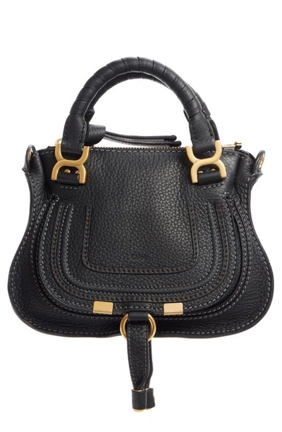 Chloé Mini Marcie Leather Crossbody Bag In Black
