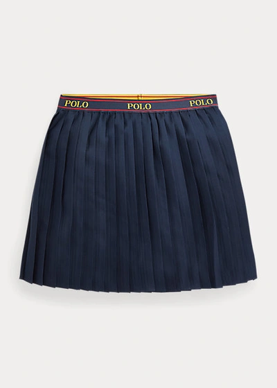 Polo Ralph Lauren Kids' Pleated Georgette Skirt In Hunter Navy