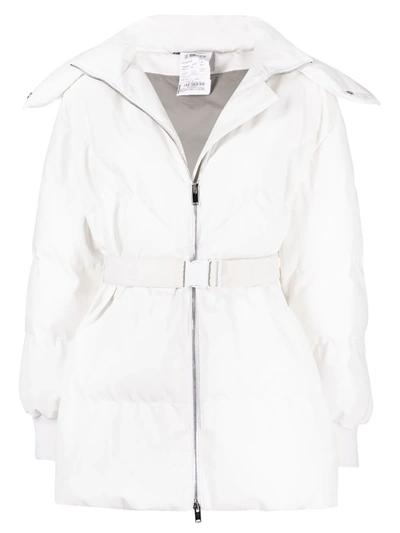 Stella Mccartney Kayla Belted Hooded Quilted Vegetarian Leather Coat In White