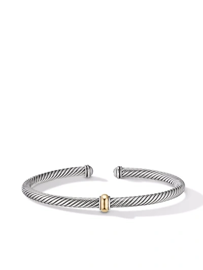 David Yurman 18kt Yellow Gold Cable Classics Centre Station Bracelet In Silver/ Yellow Gold