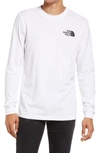 The North Face Long Sleeve Box Logo Tee In Tnf White/ Tnf Red