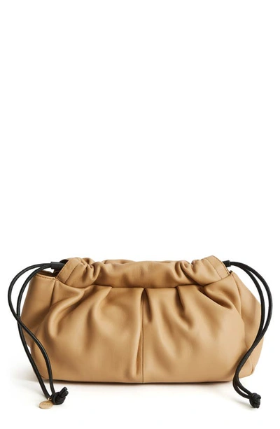 Reiss Arden Leather Clutch In Biscuit