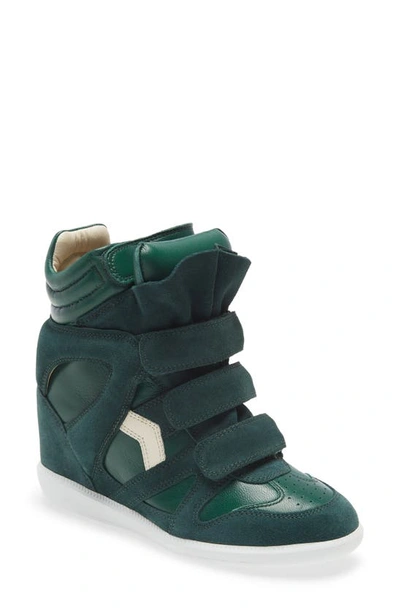 Isabel Marant Bekett High Top Wedge Sneaker In Green