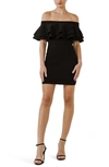 Endless Rose Off-the-shoulder Ruffled Romper In Black