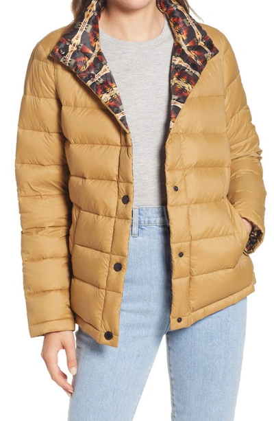 Pendleton Bitterroot Reversible Down Jacket In Camel/black