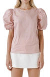 English Factory Puff Sleeve Top In Dusty Pink