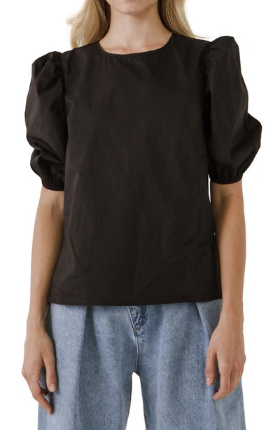 English Factory Puff Sleeve Top In Black