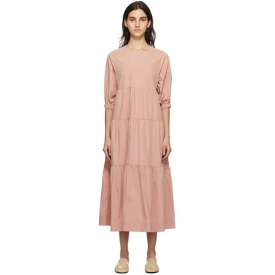 Co Pink Tiered Bubble Sleeve Dress In Dusty Pink