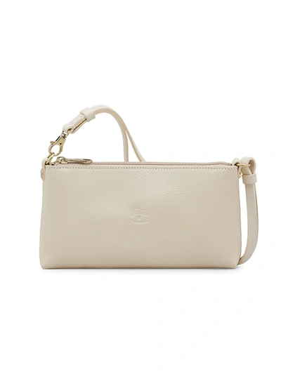 Il Bisonte Mini Zip Leather Crossbody Bag In Winter White