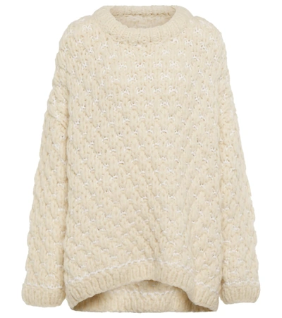 The Row Dano Oversized Cashmere, Wool And Silk-blend Sweater In White