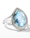 Ippolita 18k Yellow Gold & Sterling Silver Chimera Rock Candy Blue Topaz & Diamond Halo Ring