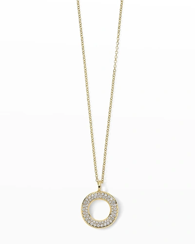 Ippolita 18k Stardust Small Open Wavy Disc Pendant Necklace With Diamonds In Gold/white
