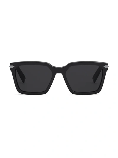 Dior Flattop 54mm Polarized Sunglasses In Shiny Black Smoke