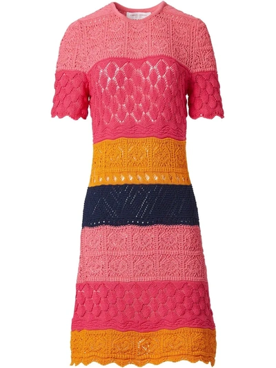 Carolina Herrera Striped Mixed-crochet Mini Dress - Bci Cotton In Multi