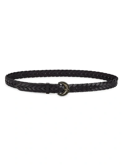 Veronica Beard Leo Braided Leather Belt In Black