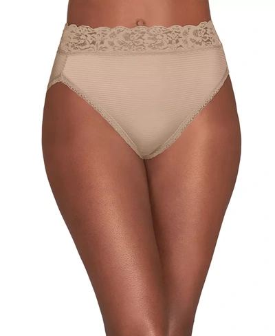 Vanity Fair Women's Flattering Lace Hi-cut Panty Underwear 13280, Extended Sizes Available In Damask Neutral Stripe