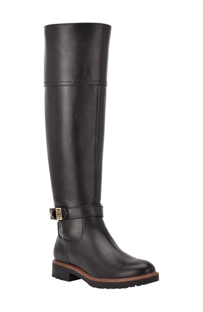Tommy Hilfiger Women's Felvia Lug Bottom Riding Boots Women's Shoes In Black