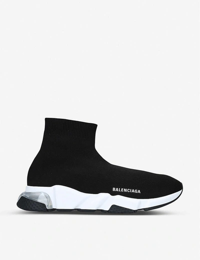 Balenciaga Mens Blk/white Men's Speed Stretch-knit Trainers In Blk/white