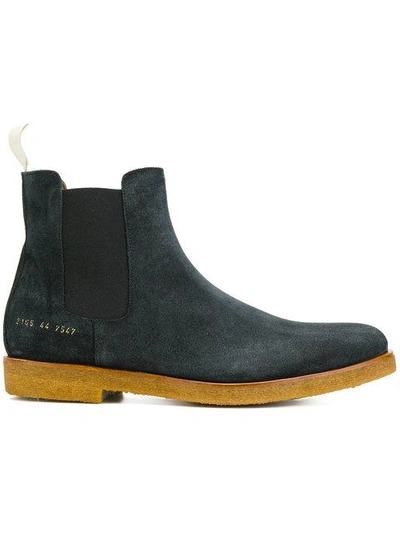 Common Projects Anthracite Suede Chelsea Boots In Blue