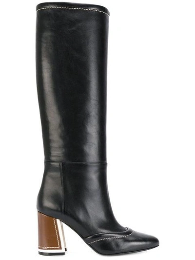Marni Women's Leather High Heel Boots In Black