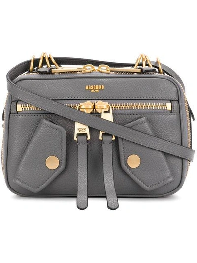 Moschino Grainy-b Leather Camera Bag - Grey