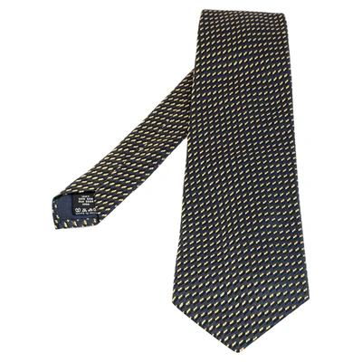 Pre-owned Valentino Garavani Dark Blue Jacquard Silk Traditional Tie In Navy Blue