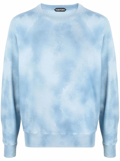 Tom Ford Tie-dyed Cotton-jersey Sweatshirt In Blue