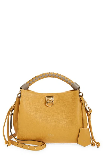 Mulberry Small Iris Leather Top Handle Bag In Deep Amber-solid Grey