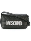 Moschino Quilted Logo Crossbody Bag In Black