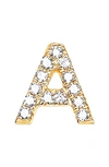 Ef Collection Diamond Initial Stud Earring In 14k Yellow Gold/ A
