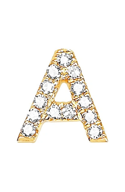 Ef Collection Diamond Initial Stud Earring In 14k Yellow Gold/ A