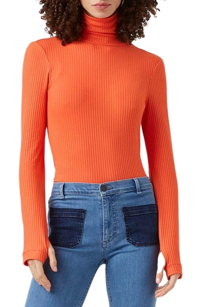 French Connection Talie Jersey High Neck Top In Ember Glow