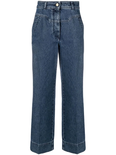 Alberta Ferretti High-waisted Wide-leg Jeans In Dark Wash Denim