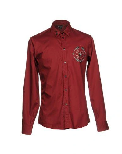 Just Cavalli Solid Color Shirt In Garnet