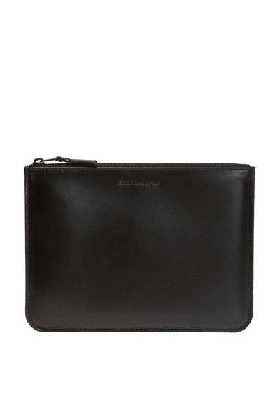 Comme Des Garçons Wallet Logo Embossed Zipped Wallet In Black