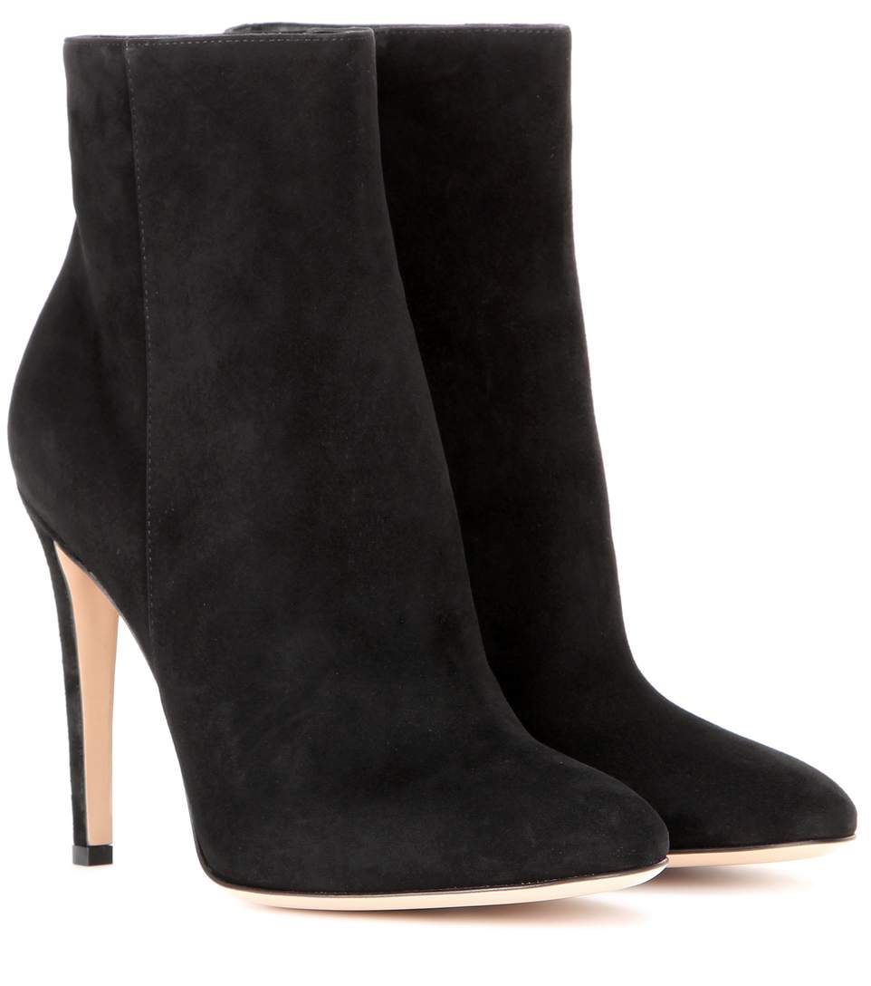 Gianvito Rossi Dree Suede Ankle Boots In Black | ModeSens