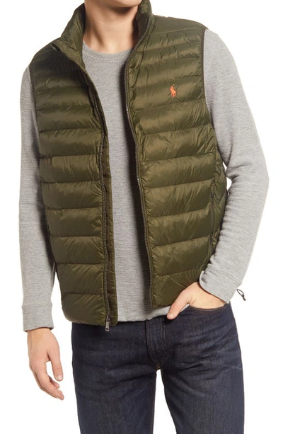 Polo Ralph Lauren Packable Recycled Nylon Vest In Green
