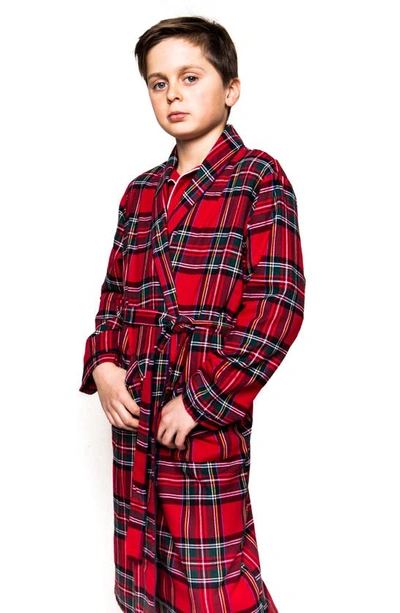 Petite Plume Unisex Imperial Tartan Flannel Robe - Little Kid, Big Kid In Red