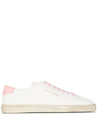Saint Laurent Women's Andy Low Top Sneakers In White/pink