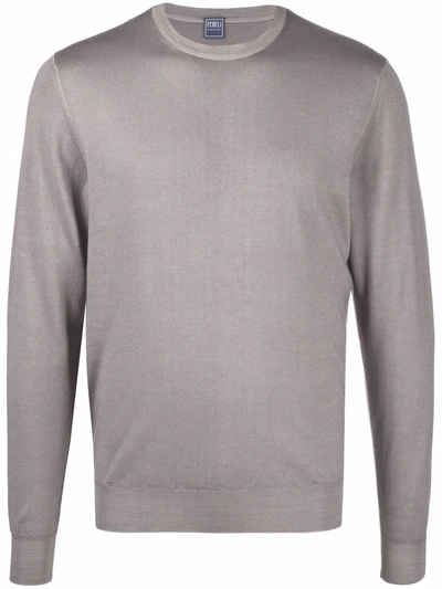 Fedeli Light Grey Merino Wool Sweater In Grigio