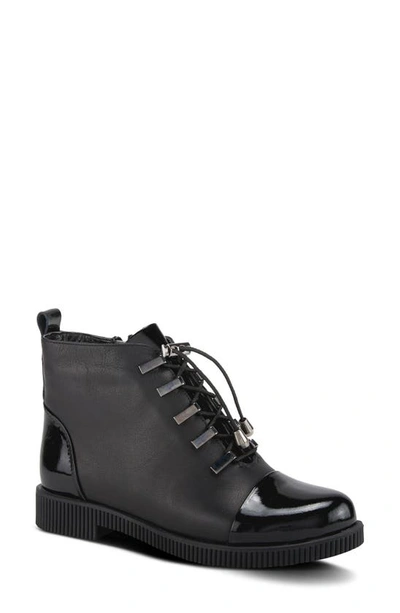 Spring Step Julien Faux Fur Lined Bootie In Black Patent Leather