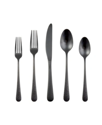 Cambridge Keene Hammered Satin 20-piece Flatware Set, Service For 4 In Black