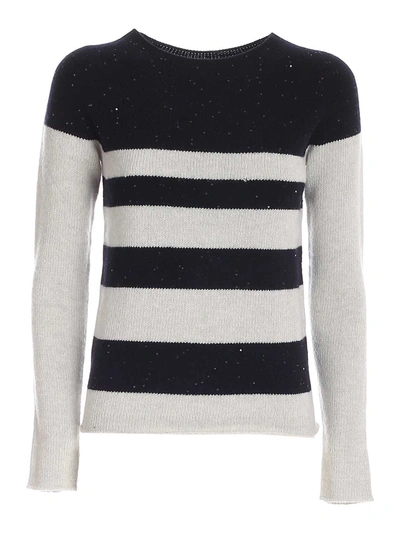 Lorena Antoniazzi Striped Sweater In Blue And Grey