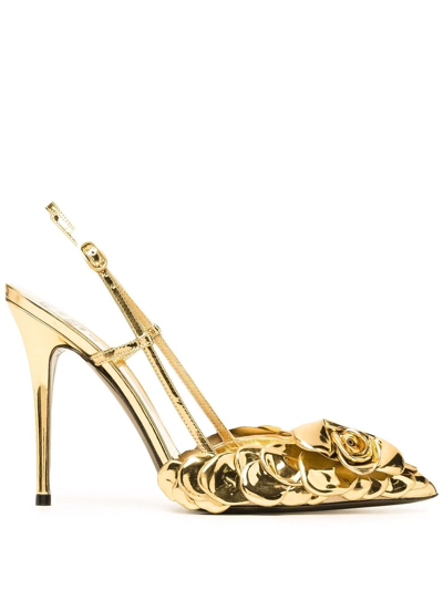 Valentino Garavani Atelier Shoes 03 Rose Edition Slingback 110mm Pumps In Gold