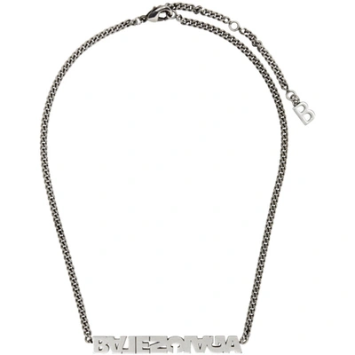 Balenciaga Typo Turn Necklace In Silver