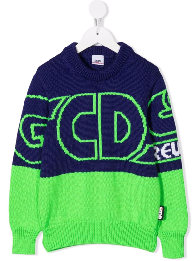 Gcds Teen Logo-print Two-tone Jumper In Purple