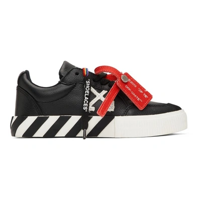 Off-white Kid's Arrow Stripe Leather Low-top Sneakers, Toddler/kids In Black