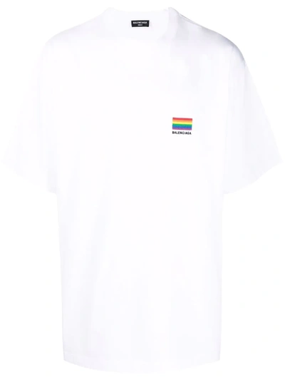 Balenciaga Lgbtq Logo T-shirt In White