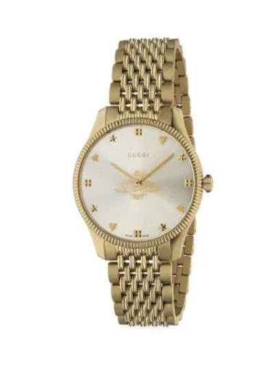 Gucci G-timeless Slim Yellow Gold Pvd Stainless Steel Bracelet Watch